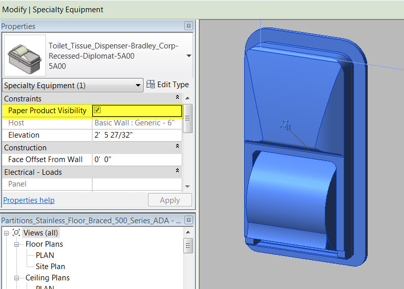 How to Change Revit Family Visibility Settings Bradley Toilet Paper